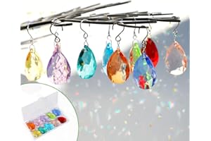 HYBEADS 38mm Crystal Suncatcher Prism, 10pcs Multicolor Teardrop Crystals Chandeliers Replacement Pendants for Lamp Windows Hanging Rainbow Maker Ornaments Birthday Wedding Party Home Decor Gifts