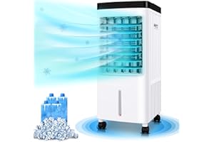 CAYNEL Evaporative Air Cooler, 3-IN-1 Windowless Portable Air Conditioner,Oscillation Swamp Cooler and Humidification-Includes Ice Packs-12 Hour Timer&Remote, Ideal for Home, Office, Bedroom, Kitchen