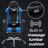 Neo Leather Gaming Chair with Footrest, Massage & Adjustable Height - Blue view 5