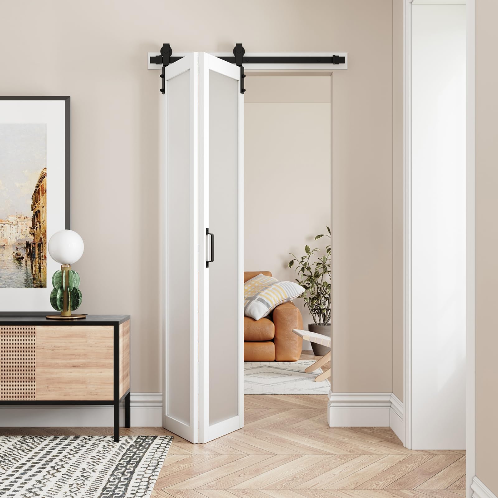 Paintable Bifold Barn Door - Fingerprint-Resistant