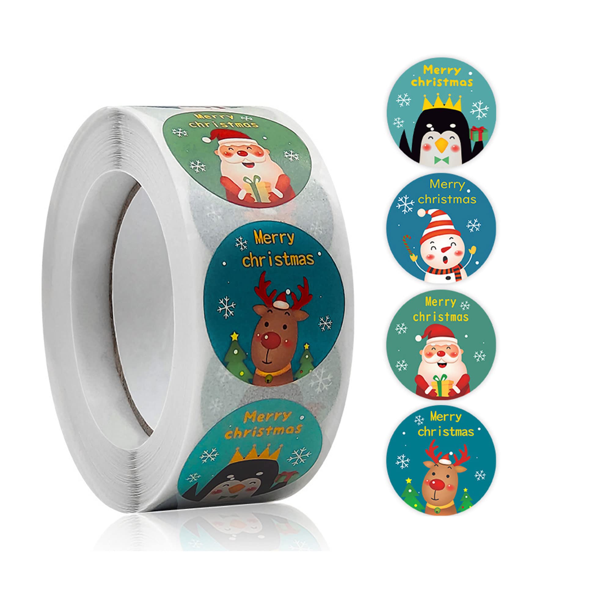 Gyufise 500pcs 1 Inch Christmas Stickers - Merry Xmas Kids Santa Claus Stickers for Decoration, Baking, Packaging