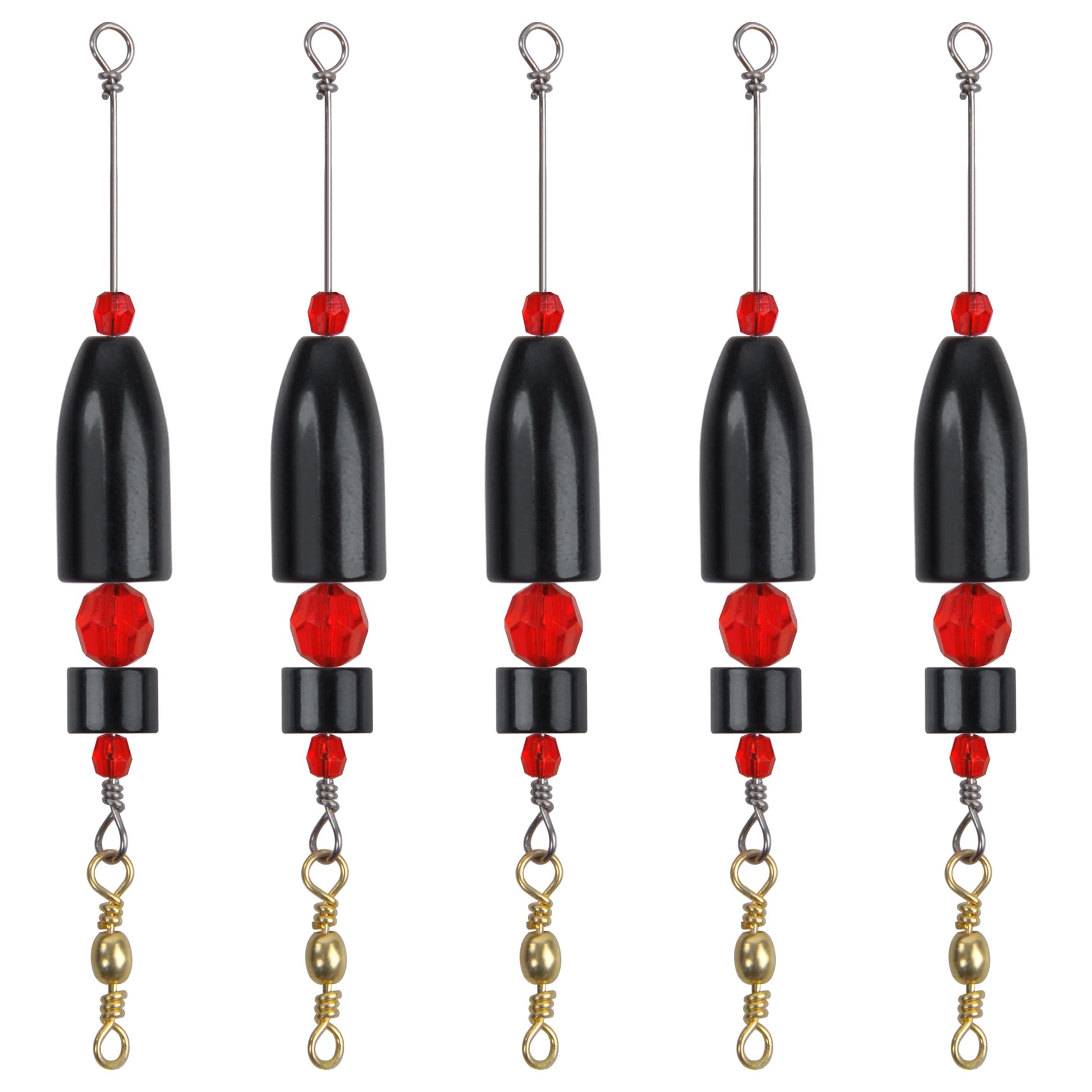 Carolina Rig for Bass Fishing, 5pcs CRR Carolina Ready Rigs Pre-Rigged Bass Fishing Weights Kit Carolina Keeper Teminal Tackle Sizes 1/4 3/8 1/2 3/4 1oz