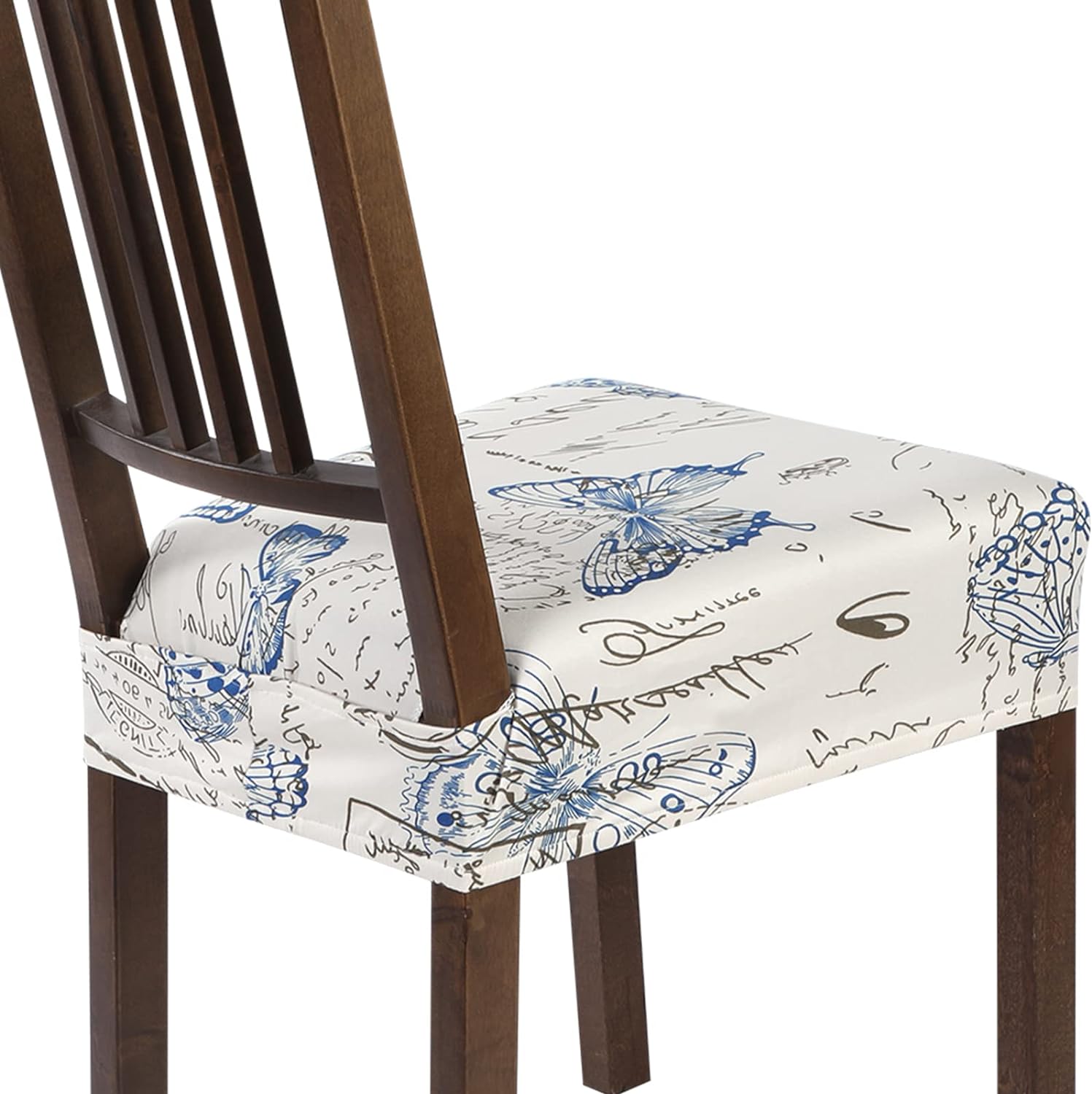 Slipcovers - SearchI Stretch Dining Chair Seat Covers Set of 4, Soft Removable Washable Seat Covers for Dining Chairs, Dining Room Seat Cover Protector (Rear-Covered, Butterfly)