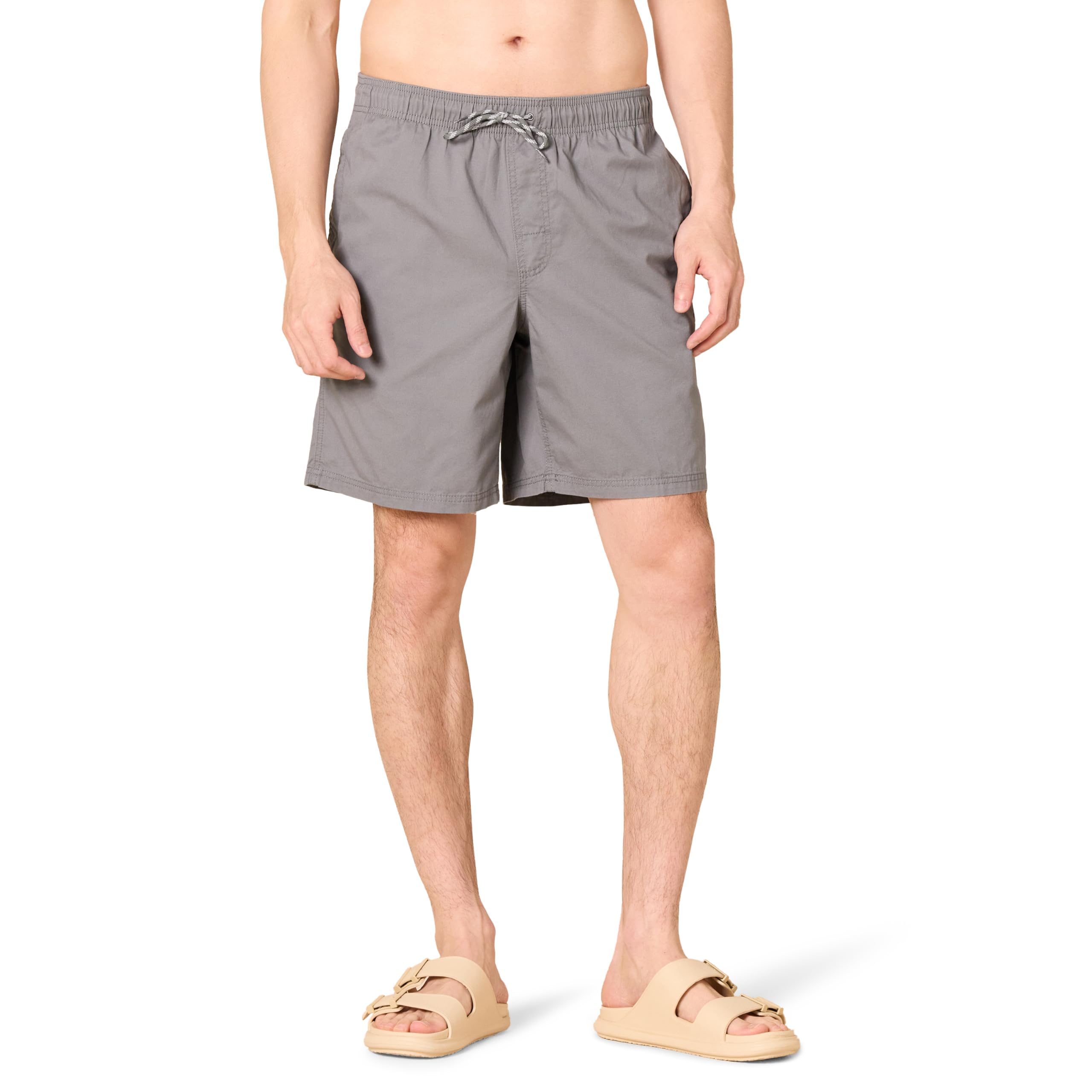 Photo 1 of Amazon Essentials Men's 8" Inseam Relaxed-Fit Drawstring Walk Shorts with Elastic Waist, Grey, X-Large