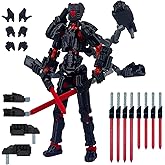 PkghoKids Assembly Completed T13 Action Figure,T13 mision 13 figuras originales 3D Printed Toys Nova 13 Action Figures Desktop Decorations for Game Lovers Toy (Black Red, 5.5 Inch)