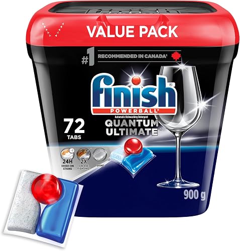 Finish Power Ball Quantum Ultimate Dishwasher Detergent Tabs, Scrubs, Degreases, Shines, Ultimate Clean & Shine 1st time everytime, 72 Tabs