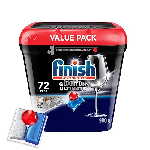 Finish Power Ball Quantum Ultimate Dishwasher Detergent Tabs, Scrubs, Degreases, Shines, Ultimate Clean & Shine 1st time everytime, 72 Tabs