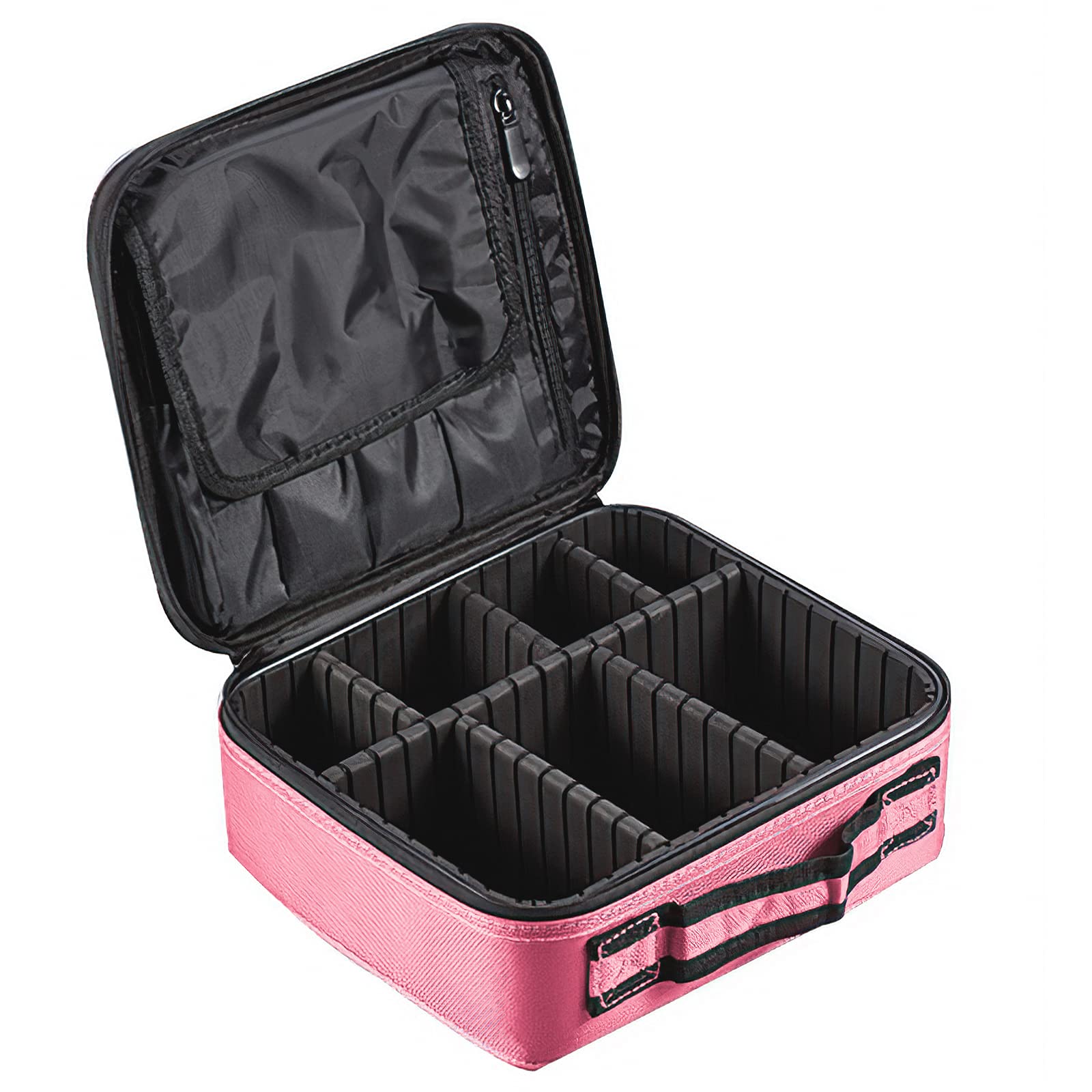 GreenLife® Professional Makeup Train Case Cosmetic Toiletry Bag Travel Organizer Make Up Artist Master Waterproof Case Portable Storage with Adjustable Dividers Accessories (Pink)