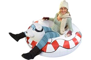 GoFloats Winter Snow Tube - Inflatable Sled for Kids and Adults (Choose From Unicorn, Disney's Frozen, Ice Dragon, Polar Bear, Penguin, Flamingo)