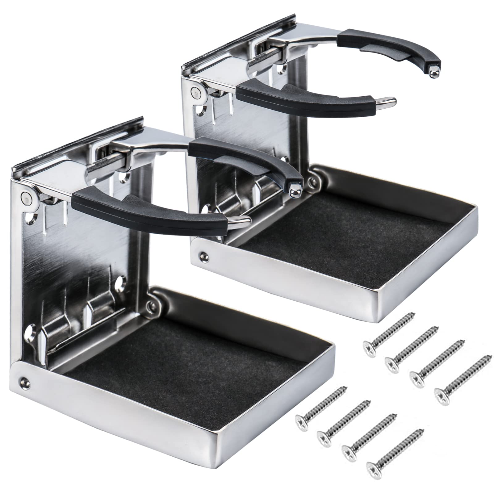 Photo 1 of XinKunmarine 2PCS Boat Cup Holder,Stainless Steel Adjustable Holder for Cup Bottle Beverage,Folding Drink Holders for Marine Boat,Pontoon Boat,Truck,RV,Yacht