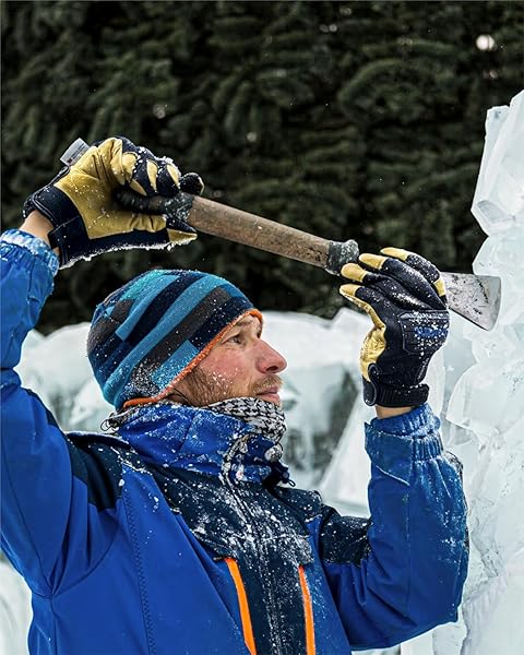 TOOLANT WATERPROOF WINTER LEATHER WORK GLOVE MEN, THOR SERIES, HEAVY DUTY MECHANIC GLOVES, WARM 3M INSULATE LINING, TOUCHSCREEN, WITH IMPACT PROTECTION, MEDIUM