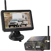 Magnetic Solar Wireless Backup Camera with 5” HD Monitor No Wiring Rechargeable Battery IP68 IR Night Vision Rearview Camera 