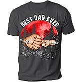 NAZENTI Personalize Best Grandpa Dad Ever Shirt - Custom Fist Bump Papa Father w Kid Name T-Shirt S-4XL Hoodie Sweatshirt