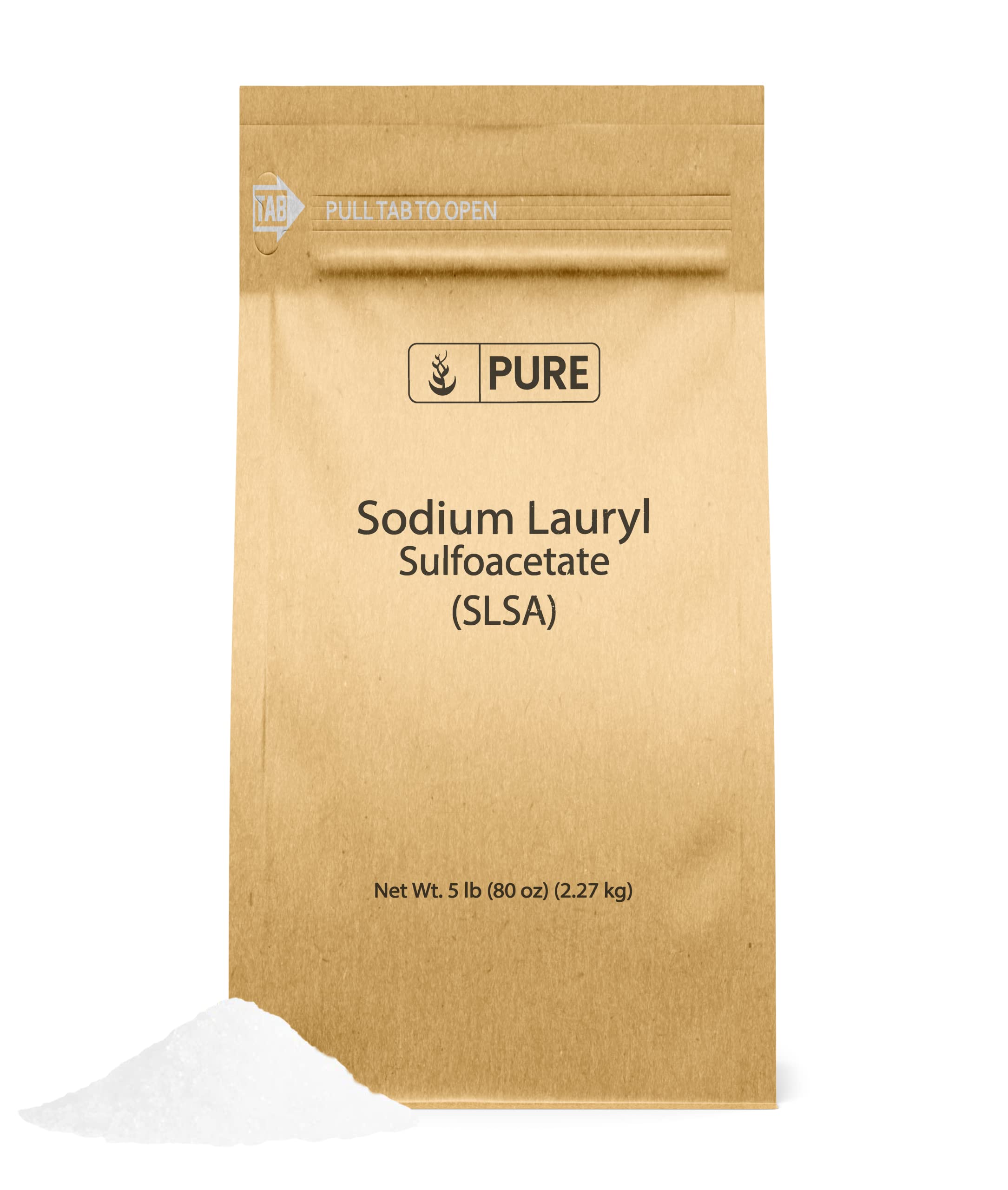 PURE ORIGINAL INGREDIENTS Sodium Lauryl Sulfoacetate (SLSA) (5 lb) Long Lasting Foam & Bubbles, Gentle on Skin