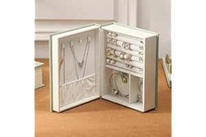 Jewelry Box, Jewelry Storage Case, Magnetic Closure Double Sided Large Capacity Decorative PU Necklace Earrings Holder for Ho