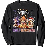 Happy Hallothanksmas Highland Cow Halloween Merry Christmas Sweatshirt