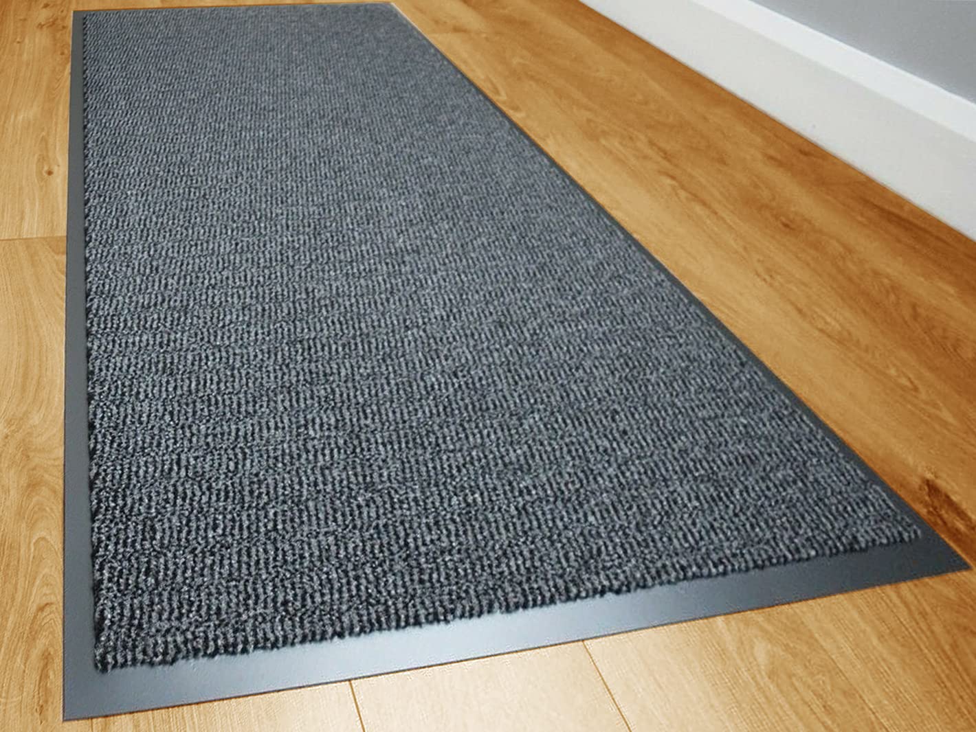 TrendMakers Dirt Stopper Carpet Runner 60cm x 80cm Grey/Black Rugs Barrier Mat Doormat Non-Slip Rubber Back For Home Hallway Office Kitchen Door Mats || POLYPROPYLENE PILE