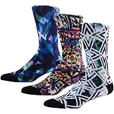 MEIKAN 3, 4, 5, 6 Pairs Men's Novelty Socks,Digital Printing Funky Patterned Crew Socks 3, 4, 5, 6 Pairs