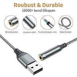 USB to 3.5mm Audio Jack Adapter, External Sound