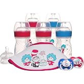 Playtex Baby Dr. Seuss Newborn Gift Set with 5 Nurser Bottles (3X 4Oz, 2X 8Oz), 2 Binky Pacifiers, 60 Drop-Ins Liners &amp; Bib, Bottles for Newborn and Breastfeeding Babies, Feeding Essentials
