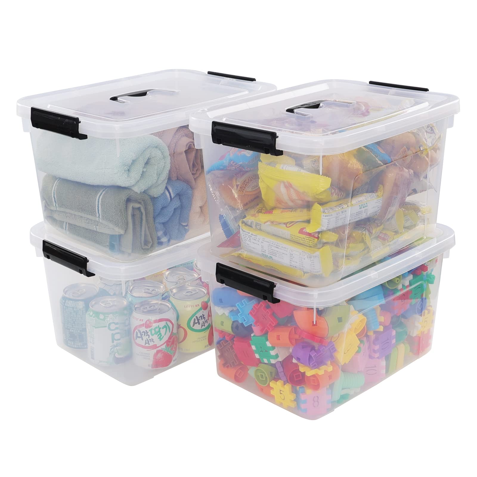 Photo 1 of Hommp 5 Liter Clear Storage Box, 4-Pack Plastic Latching Box with Lid