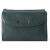 DAMAIKE Wallet for Women [Genuine Leather] [Magnetic Closure], Large Capacity Female Ladies Bifold Wallet Card Holder, ID Window, Zipper Coin Pockets (Dark Green)
