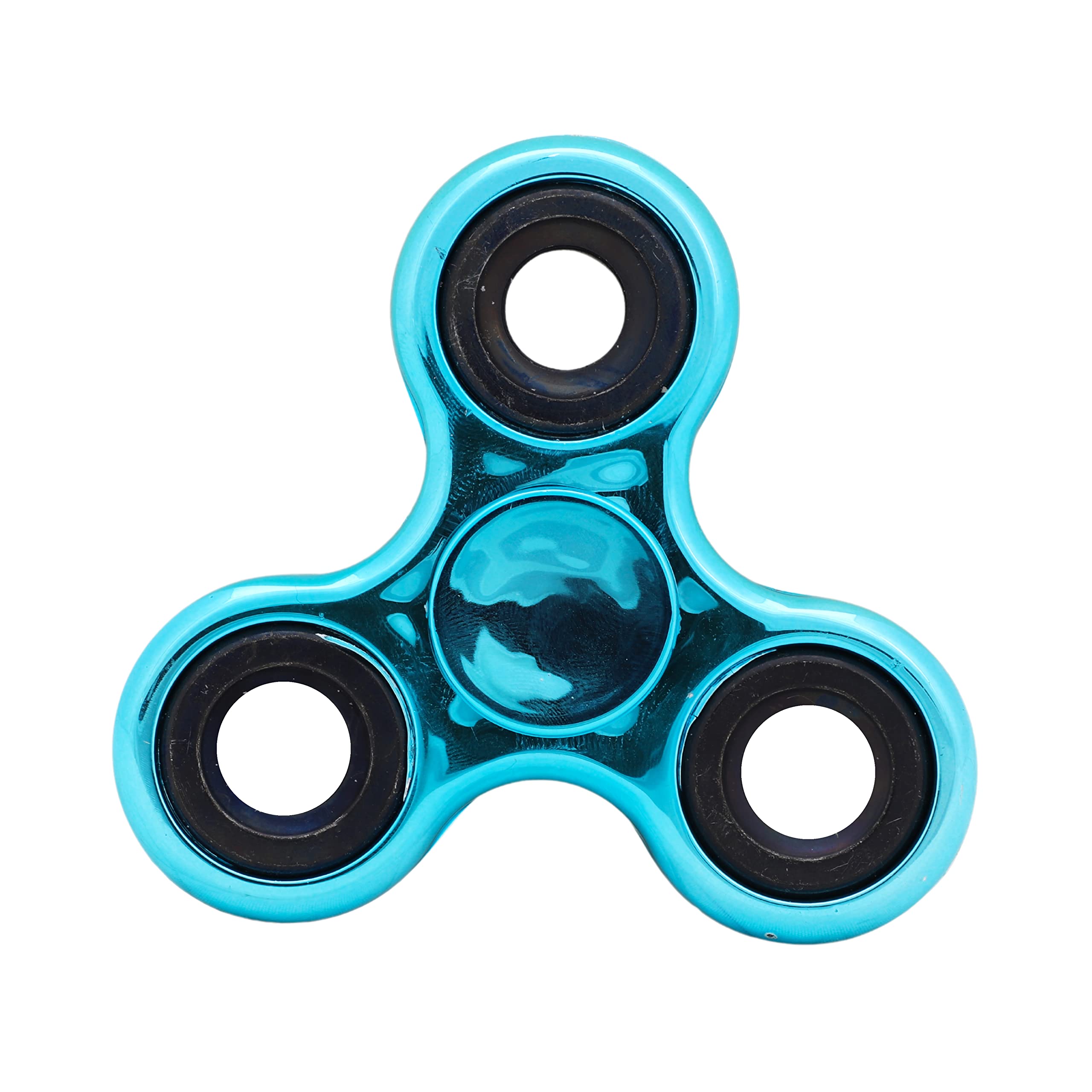 Toyland® Fidget Hand Spinner - Stress and Anxiety Relief - Assorted Colours (Metallic Turquoise & Black Rings)