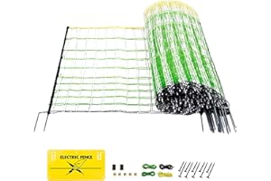 L-FENCE LYDITE FENCE Electric Fence Netting - Chicken Fences for The Yard Semi-Rigid Net for Livestock or Poultry Fence Double Spiked Poultry Netting Fence Electric Portable 35" H x 164' L, 14 Posts