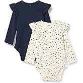 Amazon Essentials Baby Girls' Long-Sleeved Ruffle Bodysuits