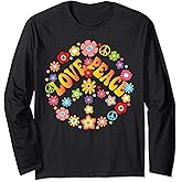 Love Peace Freedom 60s 70s Tie Dye Vintage Hippie Costume Long Sleeve T-Shirt