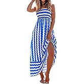 popvil Women Maxi Dress 2026 Spring Spaghetti Strap Summer Long Boho A-Line Flowy Dress Casual Sleeveless Sun Beach Dress