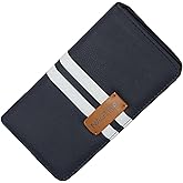 Nautica Seaside Slim Womens Wallet RFID Blocking Credit Card Holder, Coin Purse, Checkbook Organizer Clutch, Small Vegan Leather Wallet for Travel, Indigo