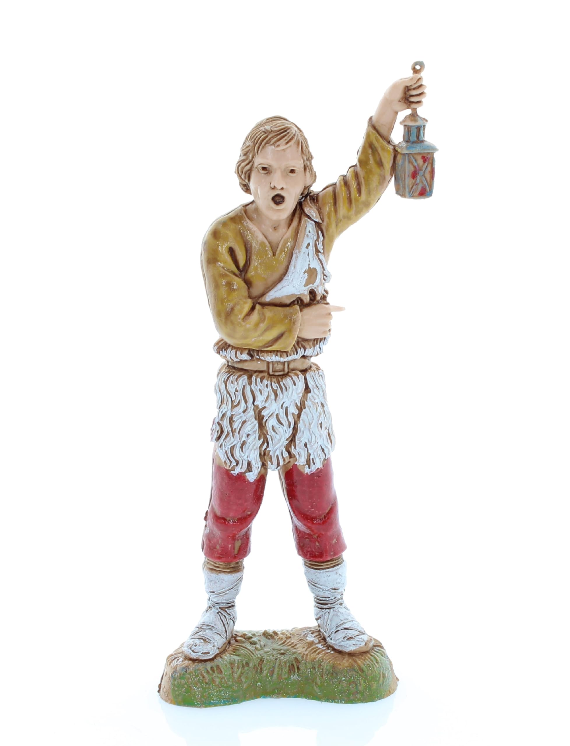 Moranduzzo Shepherd with Lantern for Nativity Scene 4 Inch Scale 1:20 – Height 3.42 in – Resin Figure, Hand-Painted, Sculptor Martino Landi