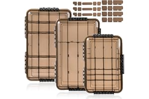 Noamus 3 Pack Fishing Tackle Boxes, 3600 3700 Tray Storage Box, Waterproof Plastic Container with Adjustable Divider, Tea-Colored Floating Snackle Lure Organizer for Saltwater Freshwater(3 Size)