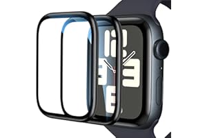 EWUONU [2 Pack] Tempered Glass Screen Protector for Apple Watch SE(2nd Gen)/SE Series 6/5/4 44mm, Metal Frame Full Coverage Waterproof Bubble-Free Anti-Scratch HD Clear Film for iWatch SE 2/SE/6/5/4