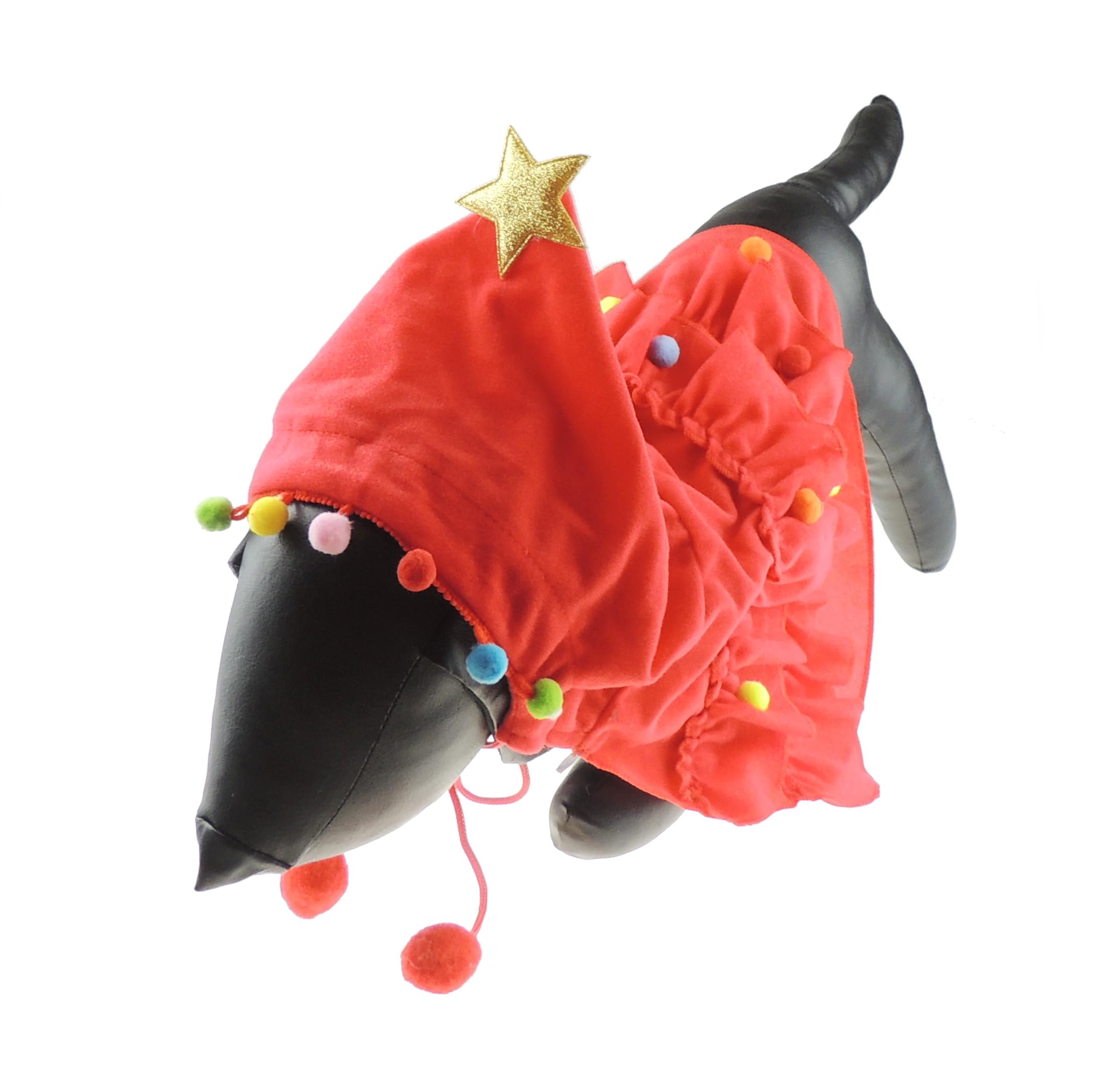 Cute Festive SMALL DOG ONLY Puppy Cat Kitten Outfit Fleece Warm Winter Girl Boy Jumper Coat Cape Clothes Hoodies Fancy Dress Costume Ideas Dress Christmas Xmas Tree Star Baubles (Medium, Red)