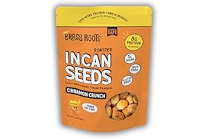 Brass Roots Organic Roasted Sacha Inchi Seeds - High Protein, High Fiber, Keto, Paleo, Allergen Free, Low Fodmap, Healthy Snack - Seen on Shark Tank (12 oz (Pack of 1), Cinnamon Crunch)