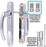 UPVC Door Handles Set Polished Chrome 92mm PZ 122mm Screw to Screw 212x34mm view 3
