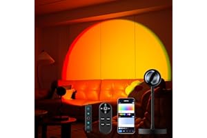 SEMRYICO Sunset Lamp Projector with APP Control, Remote Control and Button Switch, Multicolor Changing LED Projection Lamp 360 Degree Rotation Sunlight for Bedroom/Photography/Party/Tiktok Live/Room Decor