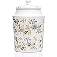 25DOL 60 Ounce Kitchen Ceramic Canister with Lid - Large Air Tight Coffee Grounds Container with Elegant Floral Pattern - Great Airtight Flour Jar, Tea Canister & Cute Cookie Jar