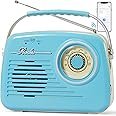 Bingxue Portable Am Fm Radios, Radio Bluetooth Support Battery Operated and Plug in Wall for Home/Outdoor, Large Dial Easy to Use, Gifts for Seniors Elderly (Blue)