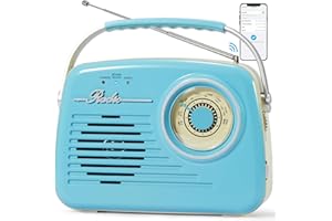 Bingxue Portable Am Fm Radios, Radio Bluetooth Support Battery Operated and Plug in Wall for Home/Outdoor, Large Dial Easy to Use, Gifts for Seniors Elderly (Blue)