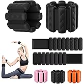 Wrist and Ankle Weights for Women&Men - Adjustable Pilates Weighted Bangles, 2 lbs Weighted Arm Bands Foot Leg Weights for Walking, Yoga, Training, Exercise, Running, Set of 2 (1LB Each) (Black)