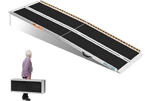 KOLOTOOL Portable Wheelchair Ramp 7FT Handicap Ramp Threshold Wheelchair Ramps for Wheelchair for Home Non-Skid Folding Aluminum Wheel Chair Ramps for Home Stairs Curbs 84" Lx 29.2" Wx 2" L 800 lbs