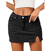 Bosmeer Jean Skirts for Women Stretchy Mini Skirt Side Slit with High Waisted Summer Casual Denim Skirt 2025 Trendy