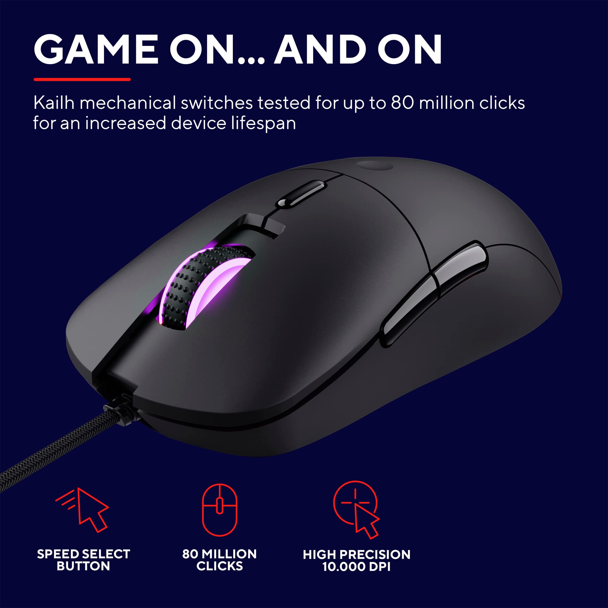 Trust Gaming GXT 981 Redex Federleichte Gaming-Maus, 200-10.000 DPI, 80-Mill-Kailh-Schaltern, Optischer Sensor, RGB-Maus, 6 Programmierbare Tasten, PC-Maus für Laptop, Computer, Windows – Schwarz 2