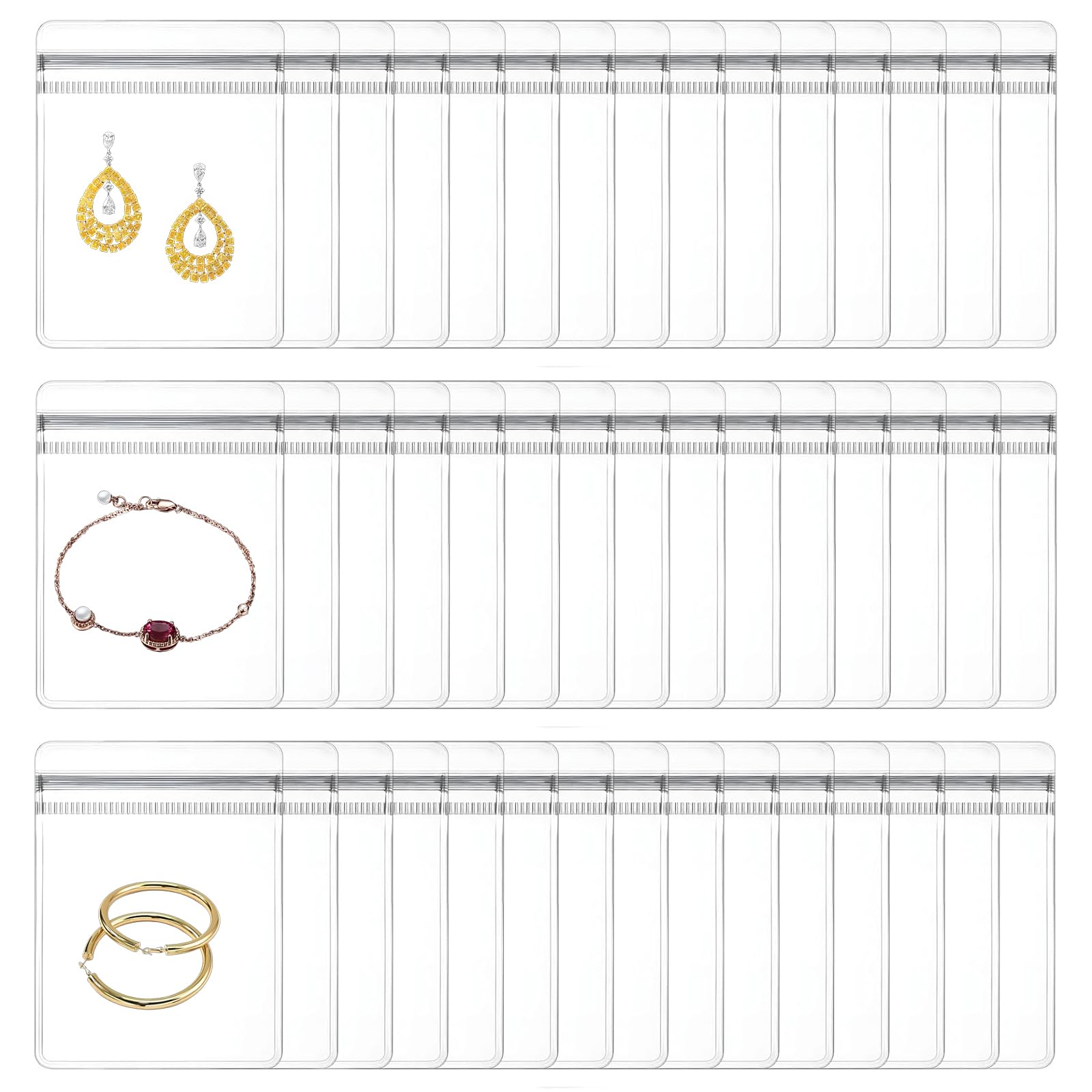 Photo 1 of 110PCS Clear PVC Jewelry Bags Plastic Transparent Jewelry Rings Earrings Packing Storage Pouch Anti Tarnish Zip Lock Bags for Packaging, Storage(6x8 cm / 2.36 * 3.15 in)