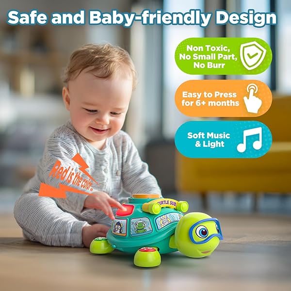 EDUCATIONAL BABY TOYS 6-12 MONTH, MUSICAL CRAWLING TURTLE, INFANT TOYS FOR 6 7 8 9 10 MONTH OLD BOY GIRL, CHRISTMAS BILINGUAL BABY GIFTS FOR 3-6-9-12 MONTHS