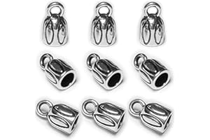 HEATHER'S CF Barrel End Caps 110 pcs Antique Silver 3mm Leather Cord End Cap for Jewelry Making Small End Cap with Loop Finding Kit for Leather Tassels Bracelet DIY Craft Making Supplies