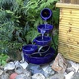 Primrose 55cm Solar Powered Blue Ceramic Outdoor Jug Water Feature view 2